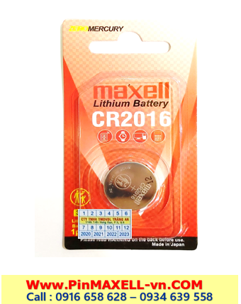 Maxell CR2016; Pin 3v lithium Maxell CR2016 1BS PRO (Loại vỉ 1viên)